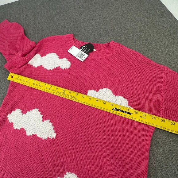 NEW! Made with Love By FCT Knit Sweater Pink White Clouds Plus 1X Acrylic $49 - Picture 9 of 12